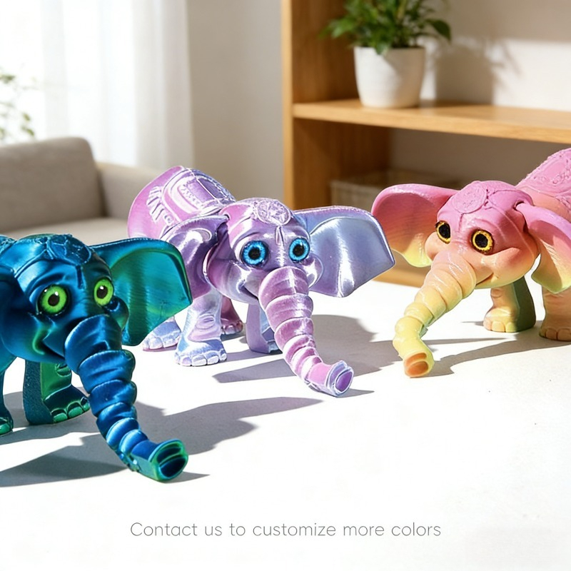 Kids Toys Elephant - 10CM 3D Printed Elephant Model Multi-jointed