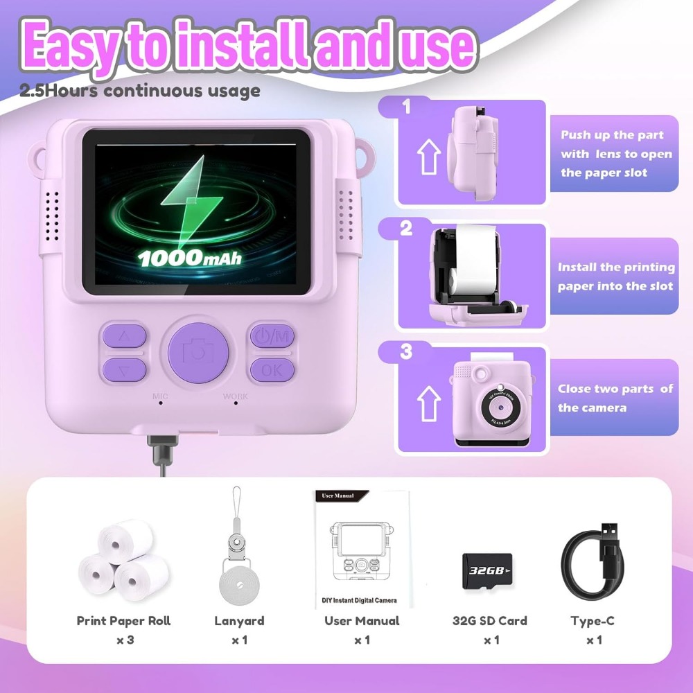 Instant Print Camera for Kids, - огляд і ціна Kids Toys Drawing
