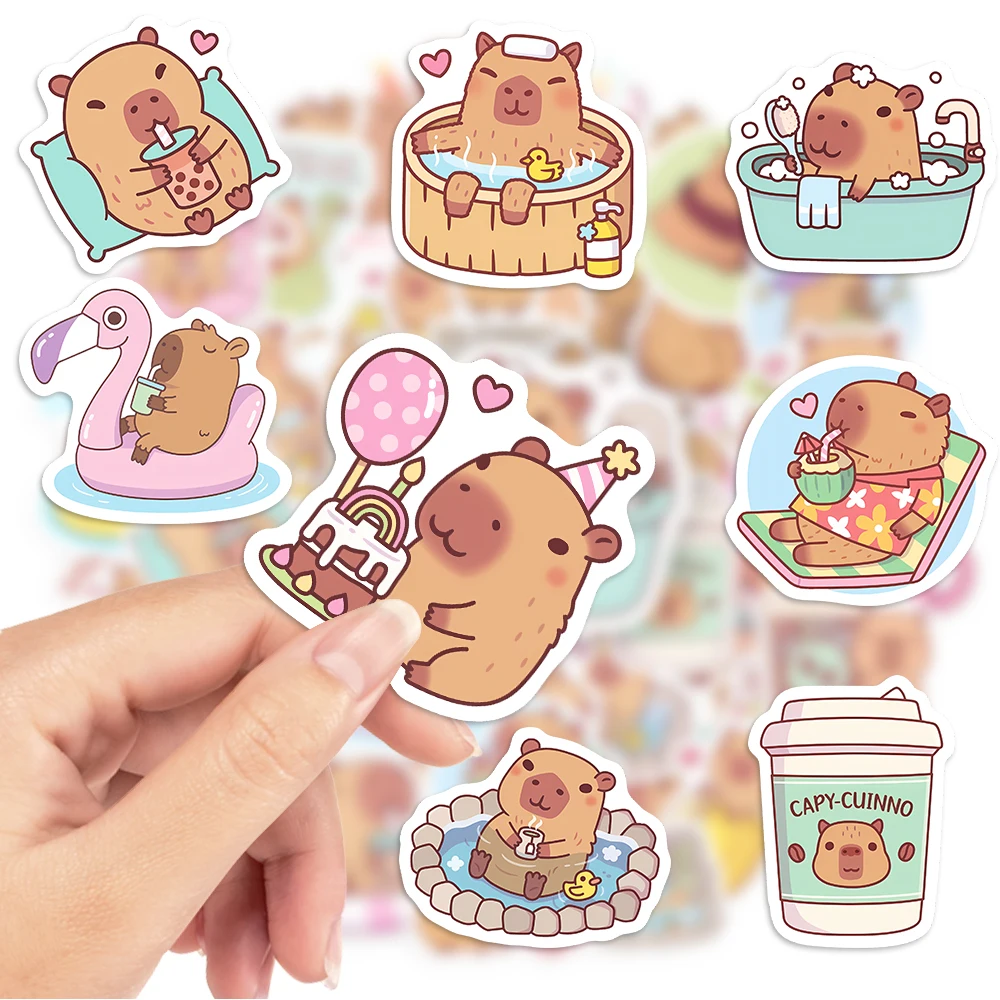 Cute Capybara Cafe Stickers Ca - огляд і ціна Kids Toys Laptop
