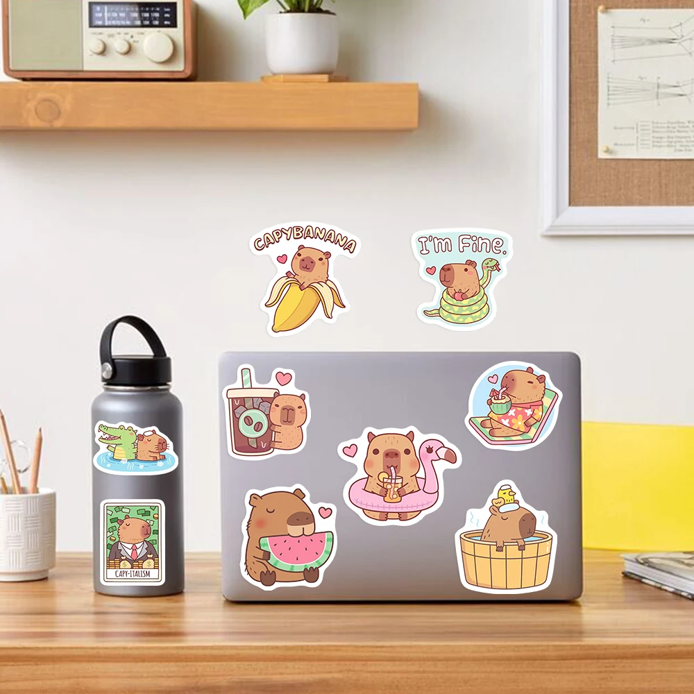Cute Capybara Cafe Stickers Ca - огляд і ціна Kids Toys Laptop