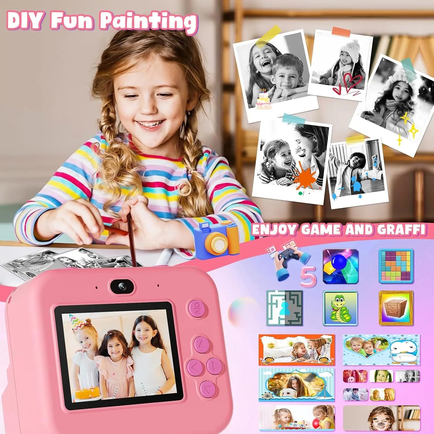 newInstant Print Camera With 3 - огляд і ціна Kids Toys Top View