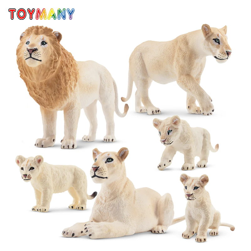 6Pcs Simulation White Lion Fam - огляд і ціна Kids Toys Variety