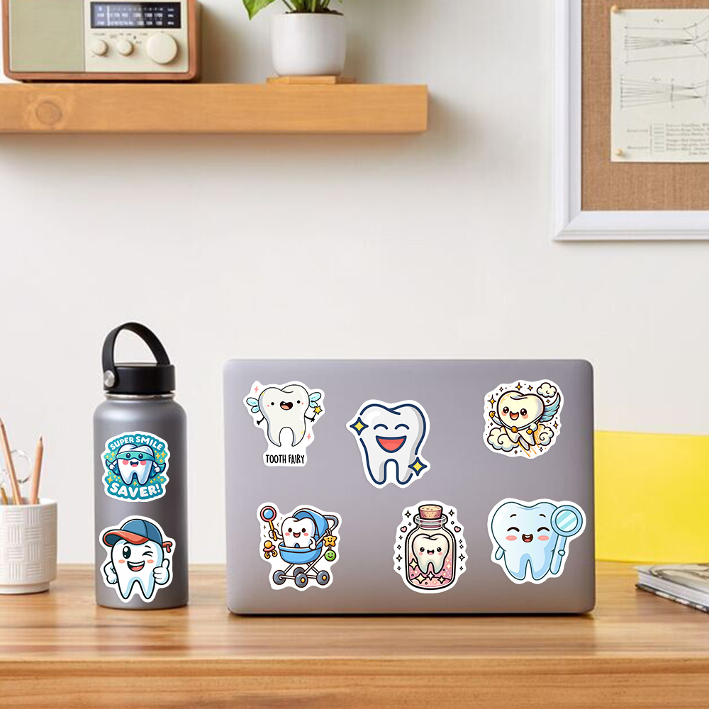 Adorable Cartoon Teeth Sticker - огляд і ціна Kids Toys Laptop